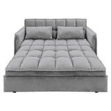 Sarantino Quincy 2-Seater Velvet Sofa Bed in Dark Grey with Wooden Frame and Tufted Design