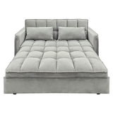 Sarantino Quincy 2-Seater Velvet Sofa Bed in Light Grey with Wooden Frame and Tufted Design