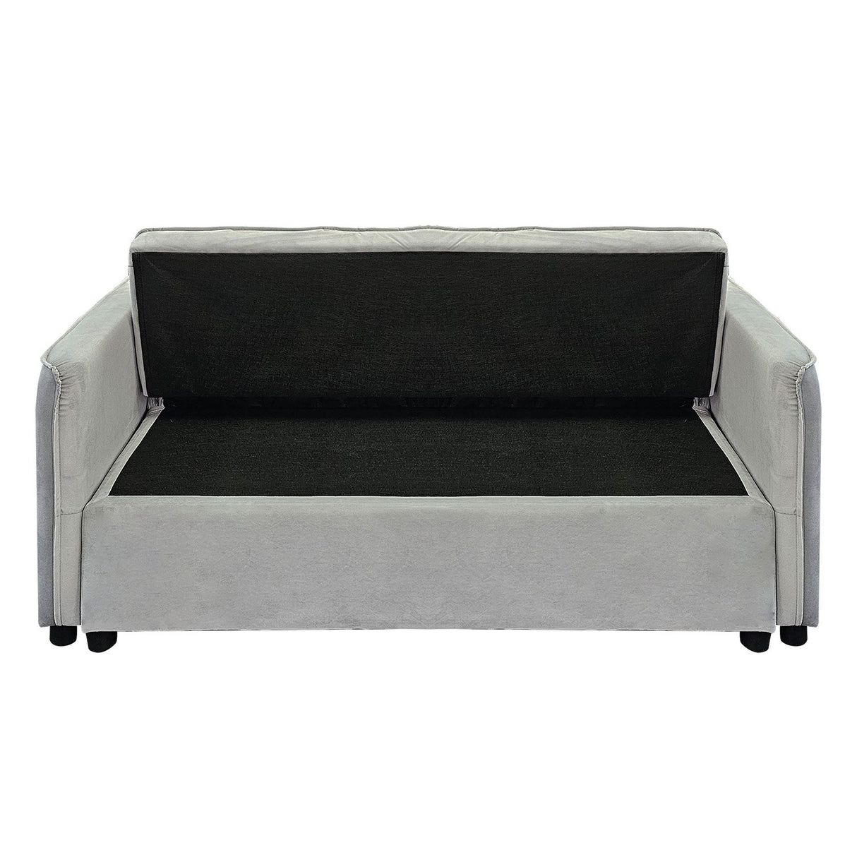 Sarantino Quincy 2-Seater Velvet Sofa Bed in Light Grey with Wooden Frame and Tufted Design