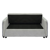 Sarantino Quincy 2-Seater Velvet Sofa Bed in Light Grey with Wooden Frame and Tufted Design