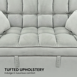 Sarantino Quincy 2-Seater Velvet Sofa Bed in Light Grey with Wooden Frame and Tufted Design