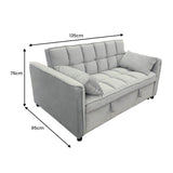 Sarantino Quincy 2-Seater Velvet Sofa Bed in Light Grey with Wooden Frame and Tufted Design