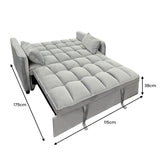 Sarantino Quincy 2-Seater Velvet Sofa Bed in Light Grey with Wooden Frame and Tufted Design