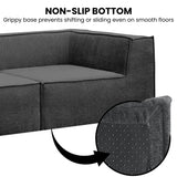 Sarantino Novi 3-Seater Modular Sofa with Ottoman in Black Non-Slip Bottom Lounge