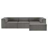 Sarantino Novi 3-Seater Modular Sofa with Ottoman in Grey Non-Slip Bottom Lounge