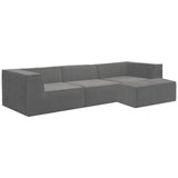 Sarantino Novi 3-Seater Modular Sofa with Ottoman in Grey Non-Slip Bottom Lounge