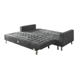 Sarantino Adjustable Futon Velvet - Grey