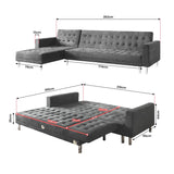 Sarantino Adjustable Futon Velvet - Grey