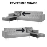 Sarantino Adjustable Futon Velvet - Grey