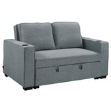 Sarantino Hoffman Linen Sofa Bed with Cushions & Cup Holders Airforce Blue