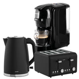 Pronti Breakfast Set with HomeMaid Coffee Machine, Silver Noir Toaster & Kettle