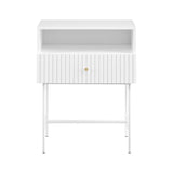 Sarantino Cecil Slender Fluted Bedside Table In White