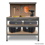 Kartrite 3-layered Work Bench Garage Storage Table Tool Shop Shelf Silver
