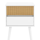 Sarantino Clio Bedside Table Night Stand - White/natural