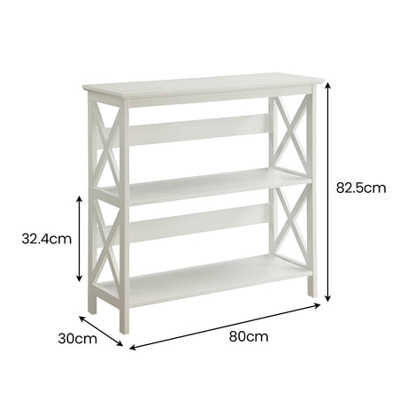 Sarantino Lucas 3-Tier Bookshelf Display Rack in White