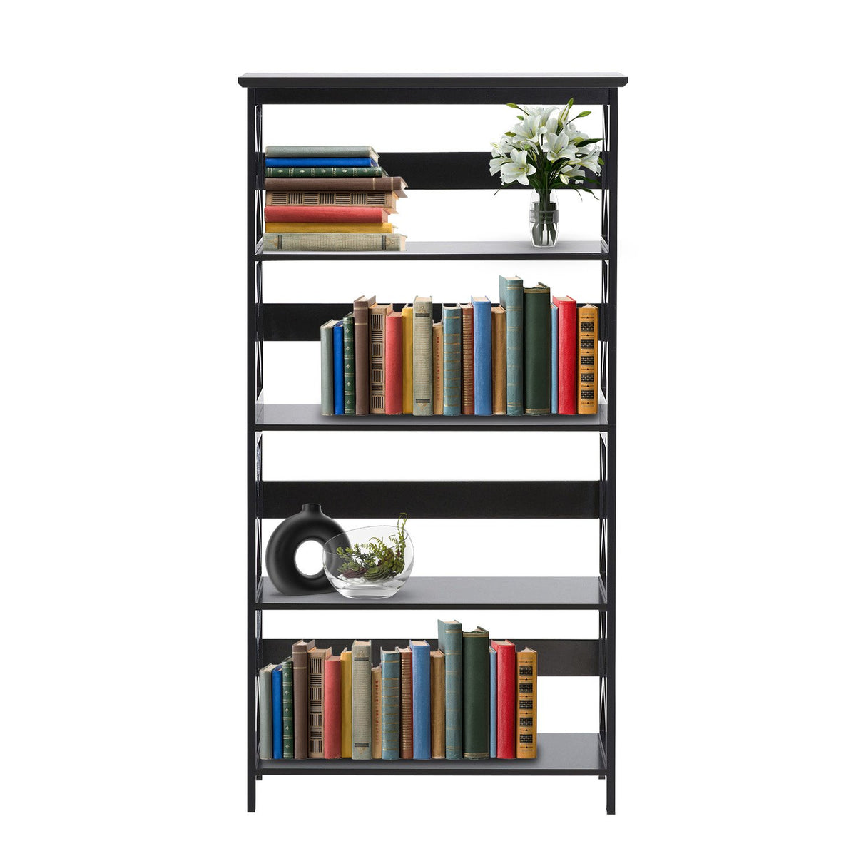 Sarantino Daphne 5-tier Cross Panel Bookshelf