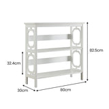 Sarantino Laurel 3-Tier Bookshelf Display Rack in White