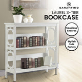 Sarantino Laurel 3-Tier Bookshelf Display Rack in White