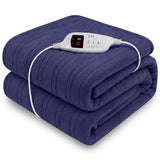 Laura Hill Electric Heated Blanket Throw Soft Coral Fleece w/ 9 Heat Settings - Blue