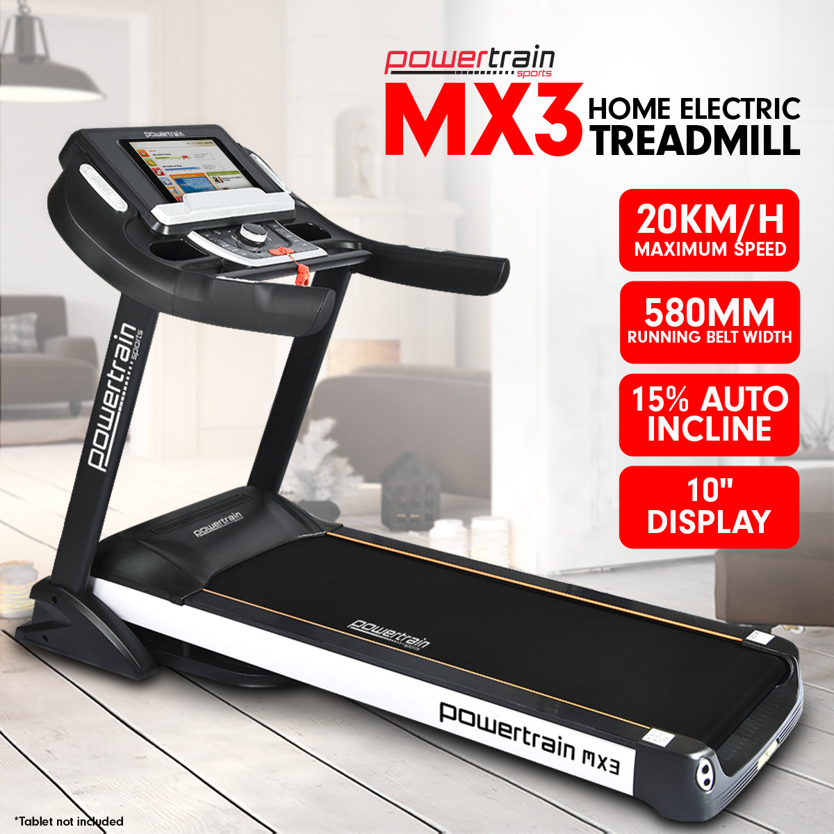 Powertrain MX3 Treadmill Performance Home Gym Cardio Machine