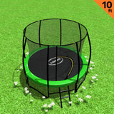 Kahuna 10ft Trampoline Free Ladder Spring Mat Net Safety Pad Cover Round Enclosure Green