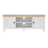 Sarantino Gio TV Entertainment Stand Cabinet Cupboard in White and Natural Wood Finish