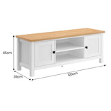Sarantino Gio TV Entertainment Stand Cabinet Cupboard in White and Natural Wood Finish