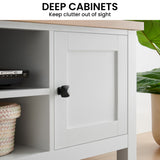 Sarantino Gio TV Entertainment Stand Cabinet Cupboard in White and Natural Wood Finish