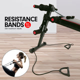 Powertrain Incline Sit-Up Bench with Resistance Bands and Rowing Bar