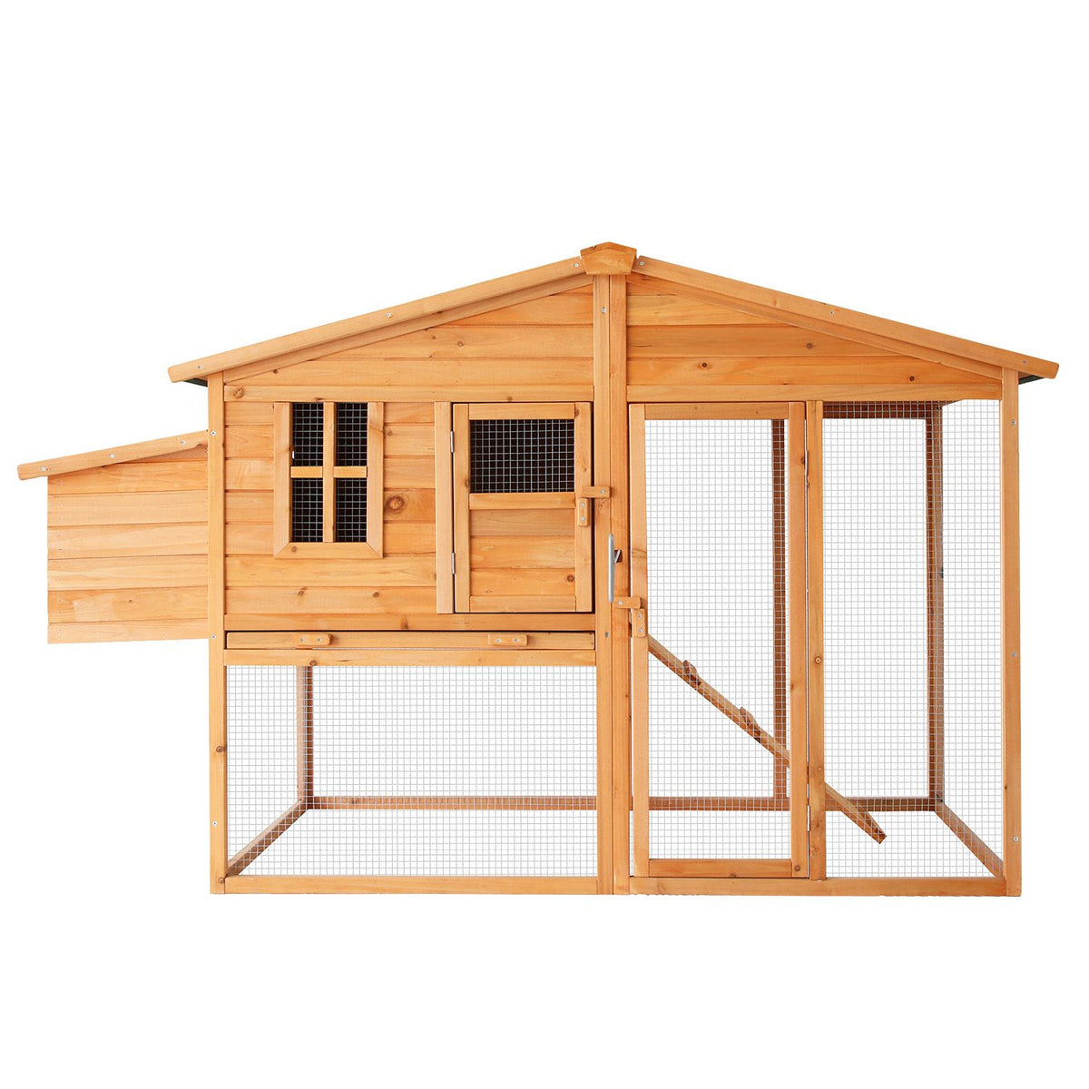 Furtastic Large Wooden Chicken Coop & Rabbit Hutch Outdoor Hen House with Nesting Box Ramp & Removable Tray