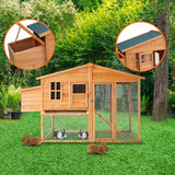 Furtastic Large Wooden Chicken Coop & Rabbit Hutch Outdoor Hen House with Nesting Box Ramp & Removable Tray