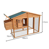 Furtastic Large Wooden Chicken Coop & Rabbit Hutch Outdoor Hen House with Nesting Box Ramp & Removable Tray