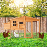 Furtastic Large Wooden Chicken Coop & Rabbit Hutch Outdoor Hen House with Nesting Box Ramp & Removable Tray