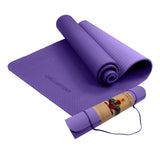 Powertrain Eco-friendly Dual Layer 6mm Yoga Mat | Dark Lavender | Non-slip Surface And Carry Strap For Ultimate Comfort And Portability