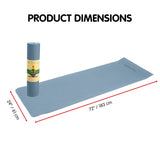 Powertrain 6mm Non-Slip TPE Yoga Mat Double Layer Exercise Pilates Fitness Workout Mat with Carry Strap - Sky Blue