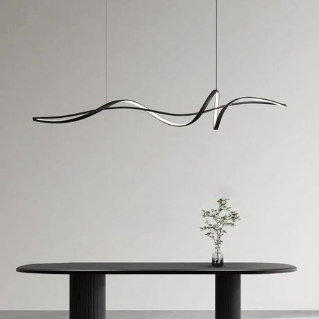BAMDECOR A36 Modern LED Linear Chandeliers Pendant Lights with Dimmable LED and Adjustable Hanging Length 140cm -Black