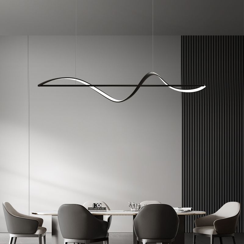 BAMDECOR A36 Modern LED Linear Chandeliers Pendant Lights with Dimmable LED and Adjustable Hanging Length 140cm -Black