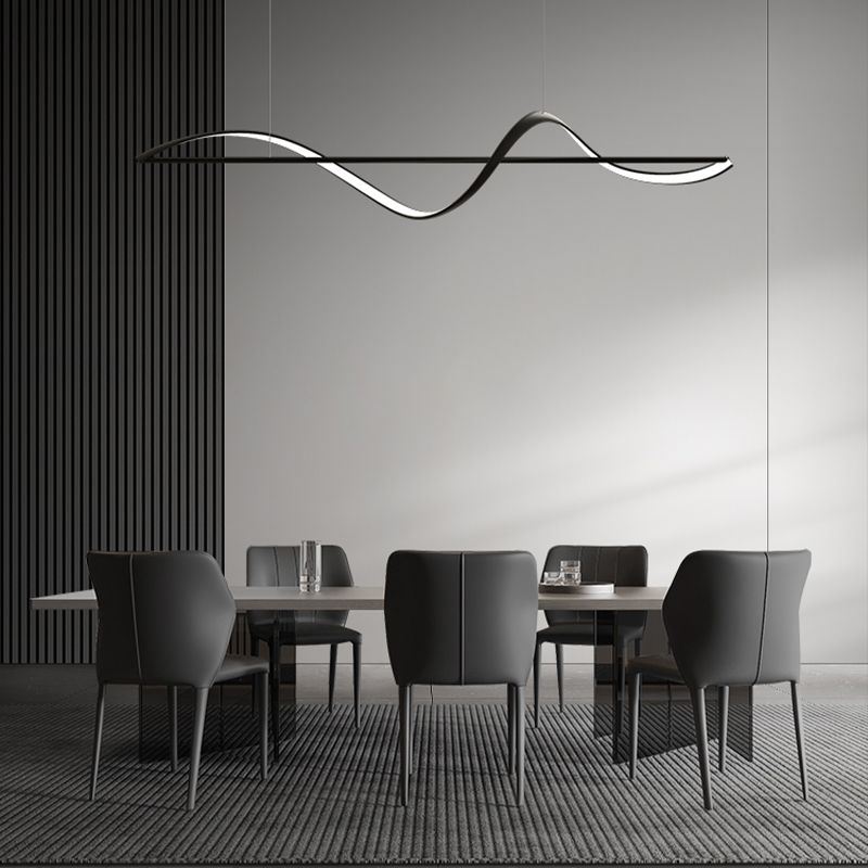 BAMDECOR A36 Modern LED Linear Chandeliers Pendant Lights with Dimmable LED and Adjustable Hanging Length 140cm -Black