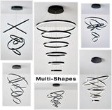 BAMDECOR A18815 Nordic Home Decor Dining Room Pendant lamp lights Ceiling Lamp Hanging Light Chandelier Lamps (6 Rings-Black)