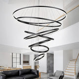 BAMDECOR A18815 Nordic Home Decor Dining Room Pendant lamp lights Ceiling Lamp Hanging Light Chandelier Lamps (7 Rings-Black)