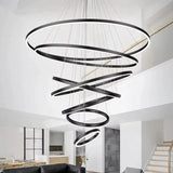BAMDECOR A18815 Nordic Home Decor Dining Room Pendant lamp lights Ceiling Lamp Hanging Light Chandelier Lamps (7 Rings-Black)