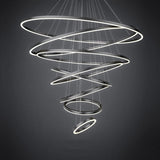 BAMDECOR A18815 Nordic Home Decor Dining Room Pendant lamp lights Ceiling Lamp Hanging Light Chandelier Lamps (7 Rings-Black)