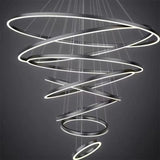 BAMDECOR A18815 Nordic Home Decor Dining Room Pendant lamp lights Ceiling Lamp Hanging Light Chandelier Lamps (8 Rings-Black)