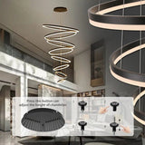 BAMDECOR A18815 Nordic Home Decor Dining Room Pendant lamp lights Ceiling Lamp Hanging Light Chandelier Lamps (8 Rings-Black)