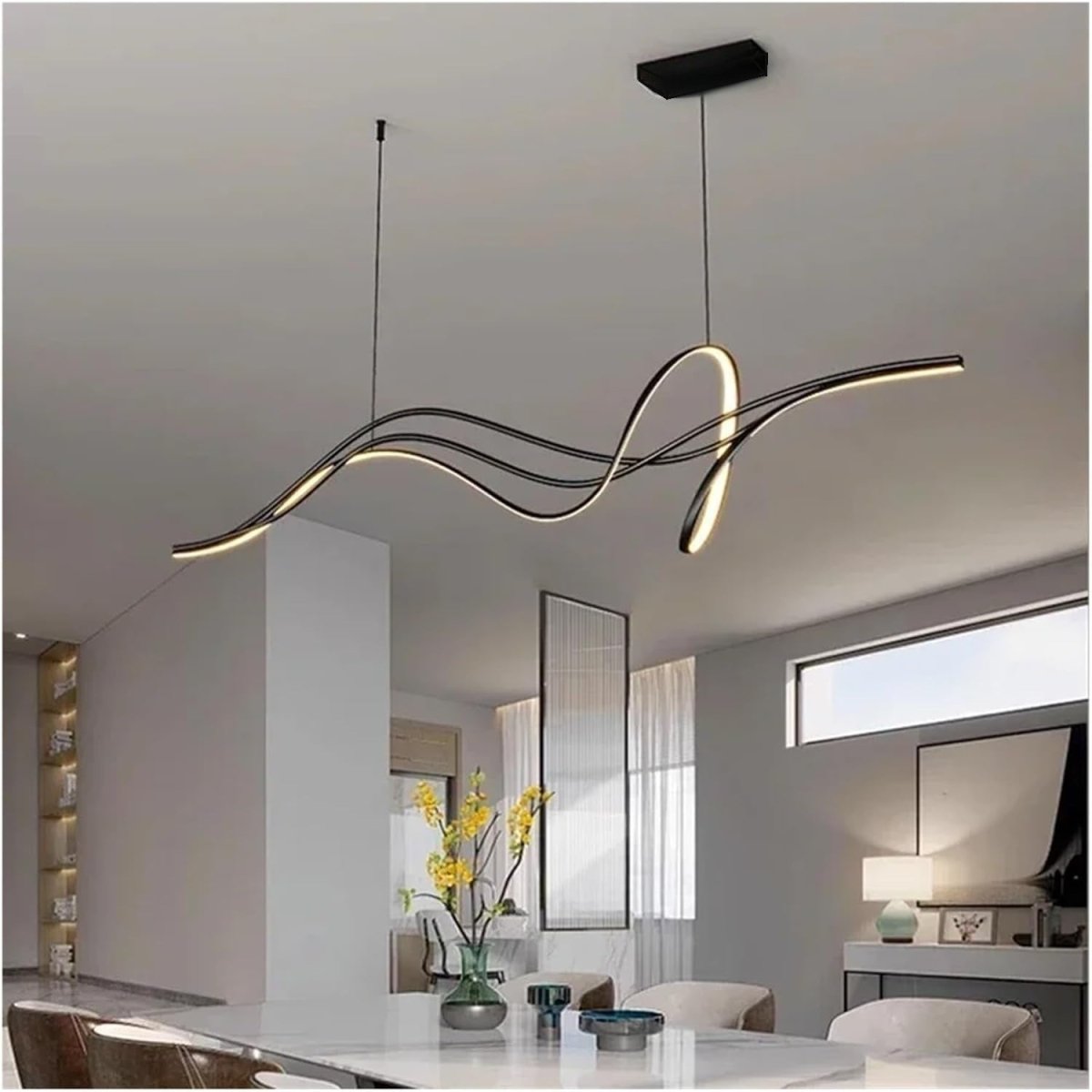 BAMDECOR A203 1.8m Modern minimalist pendant lights for home decoration ceiling pendant light (Black)
