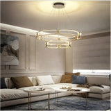 BAMDECOR A209 Colette Ceiling Chandelier Led Modern Circular Art Aluminum Light Fixture for Living Room Bedroom Indoor Decor(2 Rings)