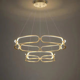 BAMDECOR A209 Colette Ceiling Chandelier Led Modern Circular Art Aluminum Light Fixture for Living Room Bedroom Indoor Decor(2 Rings)