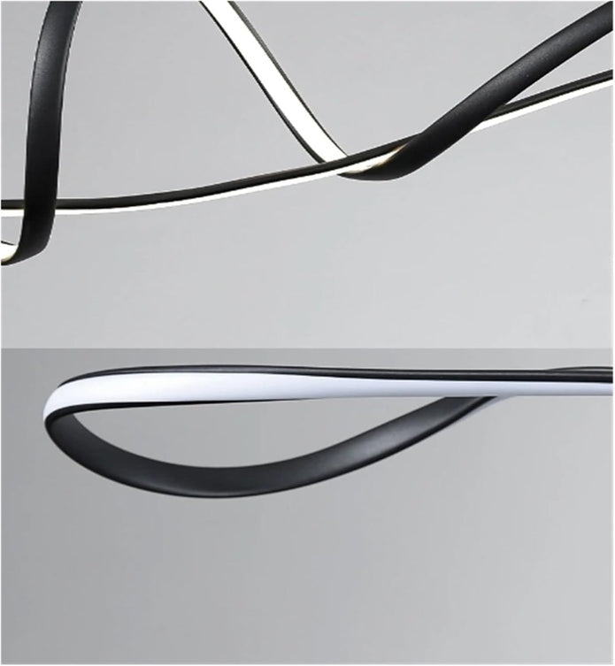 BAMDECOR A210 Modern LED Linear Pendant Lights with Dimmable LED and Adjustable Hanging Length 150cm -Black