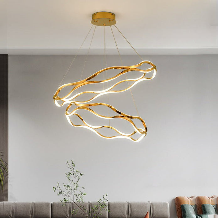 BAMDECOR A212/2 Modern Wavy Art Aluminum Light Fixture for Living Room Bedroom Indoor Decor