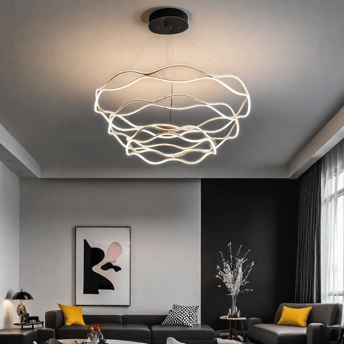 BAMDECOR A212/3 Modern Wavy Art Aluminum Light Fixture for Living Room Bedroom Indoor Decor
